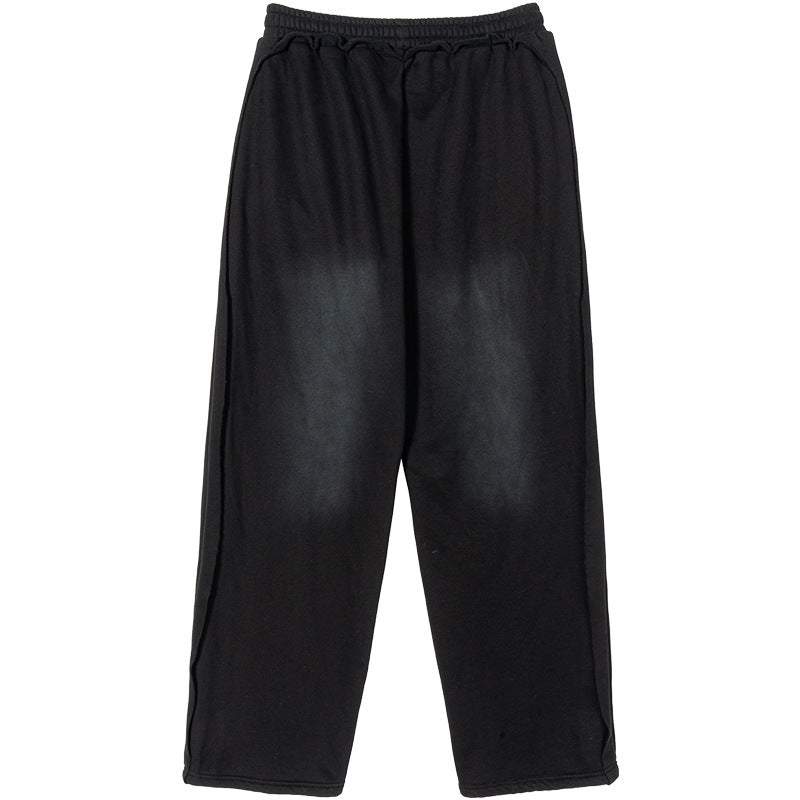 Men's Casual Sweatpants with High Waist, Elastic Drawstring, and Faded Knee Areas Hudson & Parker