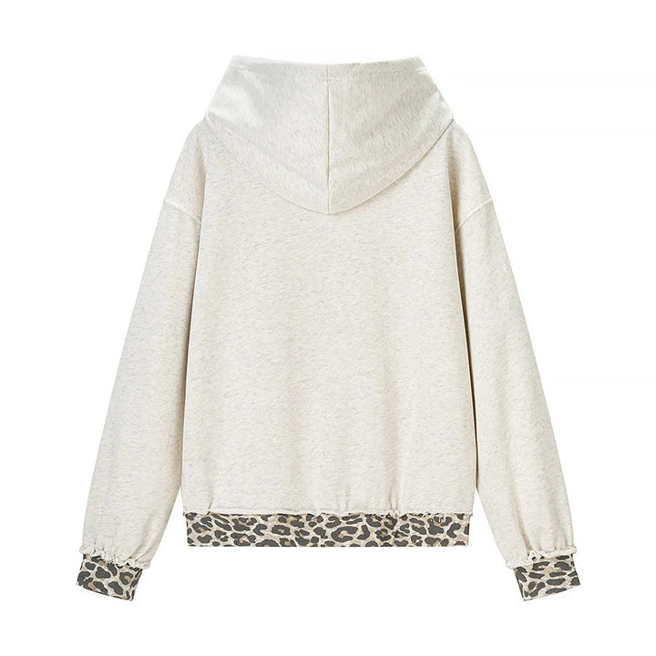 Women's oversized hoodie with leopard pattern lining, kangaroo pocket, and vintage effect Hudson & Parker Fashion