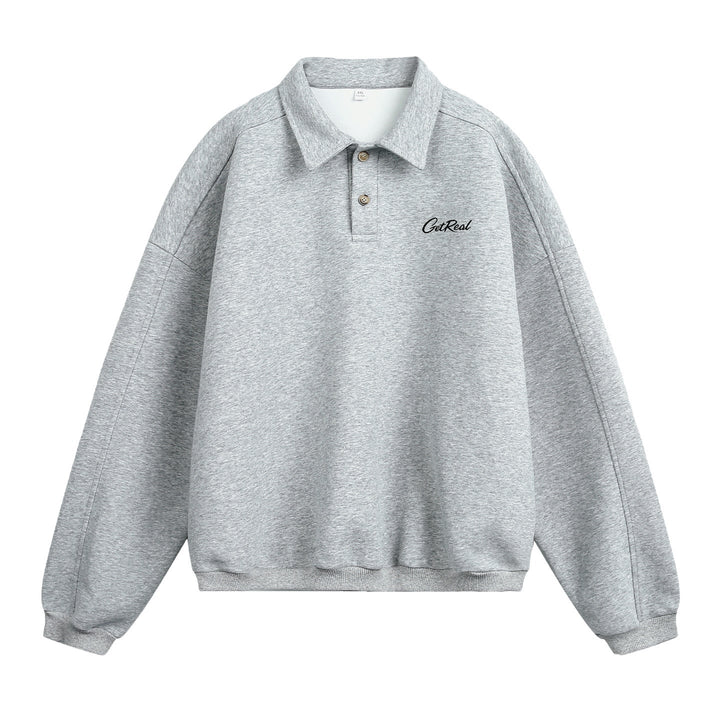 Unisex Oversize Polo collar sweatshirt with half button placket and raglan sleeves Hudson & Parker