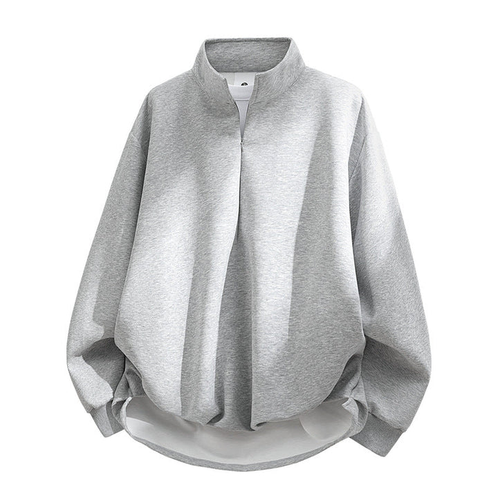 Unisex Oversized Sweatshirt with High Collar, Half Zipper and Balloon Shaped Hem Hudson & Parker