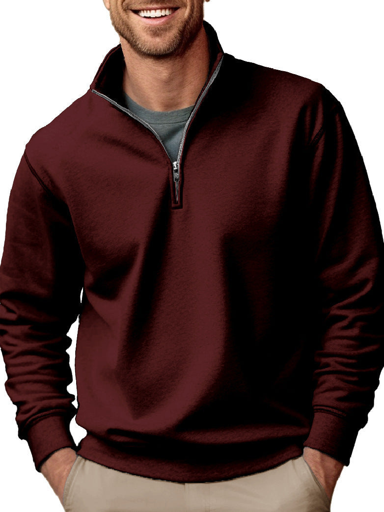 Men's half-zip sweatshirt with stand-up collar and soft fleece interior lining Hudson & Parker