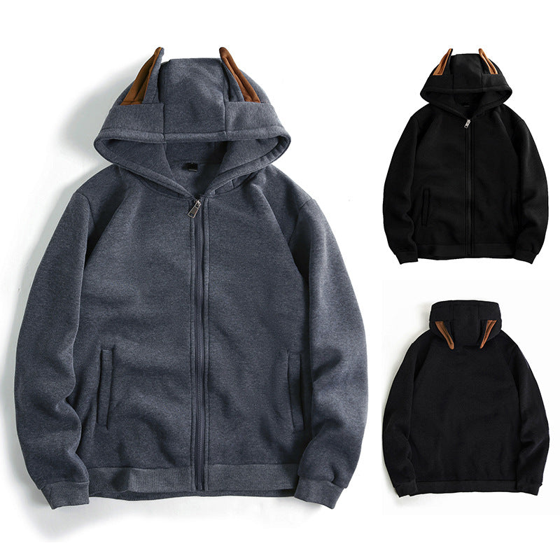 Men's hooded sweat jacket with full zip, fleece lined and slim fit Hudson & Parker