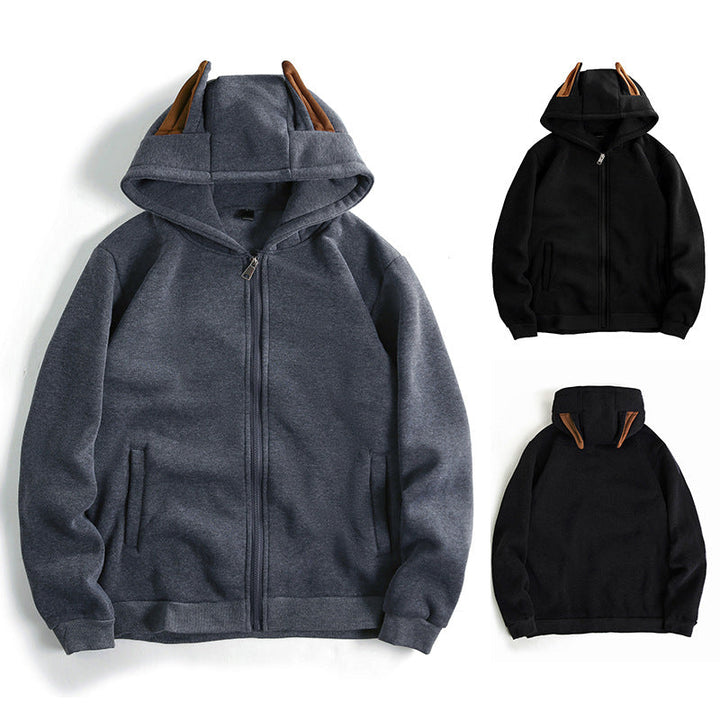 Men's hooded sweat jacket with full zip, fleece lined and slim fit Hudson & Parker