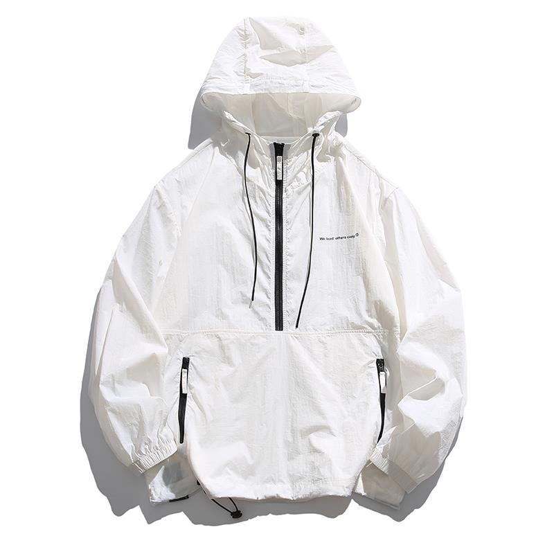 Unisex Lightweight Ripstop Hoodie Anorak with Half-Zip, Drawstring & Zipper Pockets Hudson & Parker