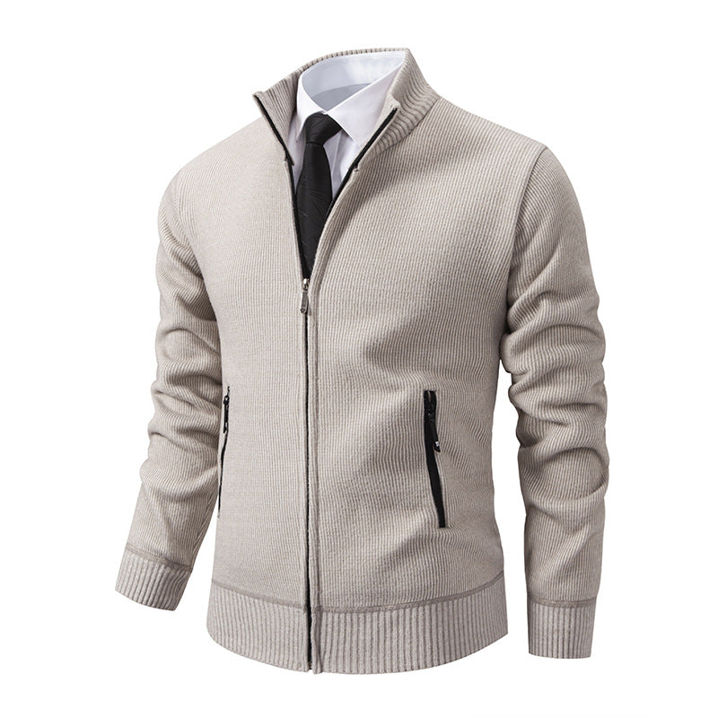 Men's fine-knit zip jacket with stand-up collar and concealed zipper Hudson & Parker