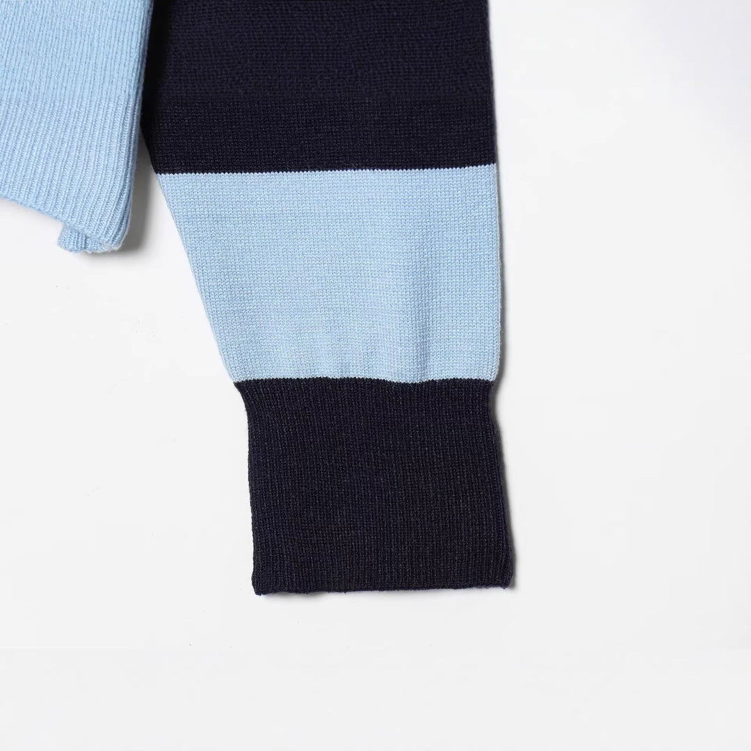 Women Oversize Cropped Rugby Sweater with Polo Collar and V-Neck Hudson & Parker