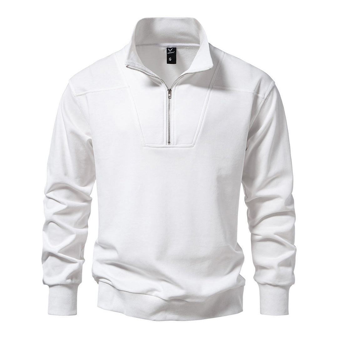 Men's Half-Zip Sweatshirt with Stand Collar and Ribbed Cuffs Hudson & Parker
