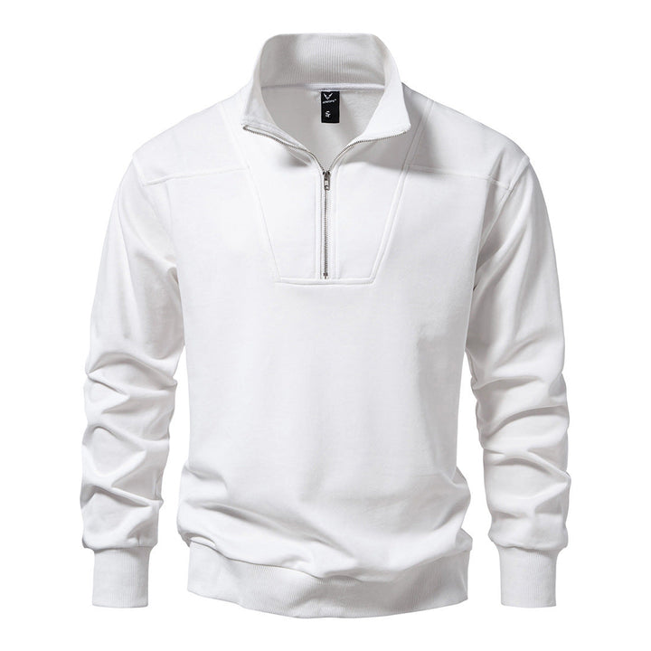 Men's Half-Zip Sweatshirt with Stand Collar and Ribbed Cuffs Hudson & Parker