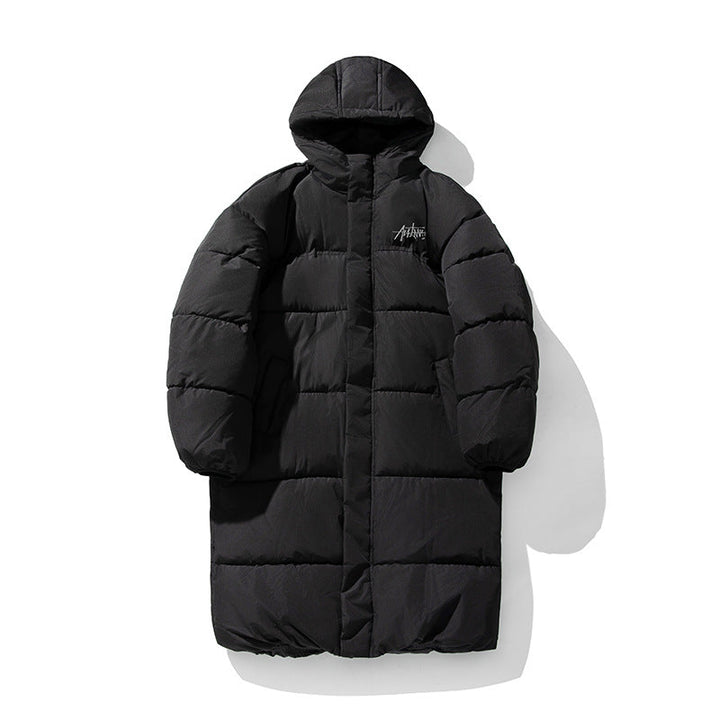 Unisex Longer Boxy Quilted Coat with Hood, Thermal Insulation and Adjustable Hem Hudson & Parker