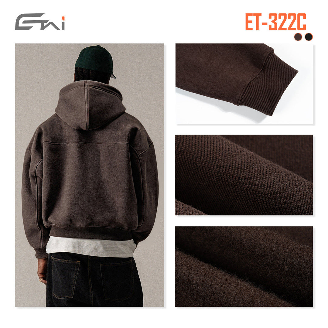 Unisex Short Cut Hoodie with Full Zip Hudson & Parker