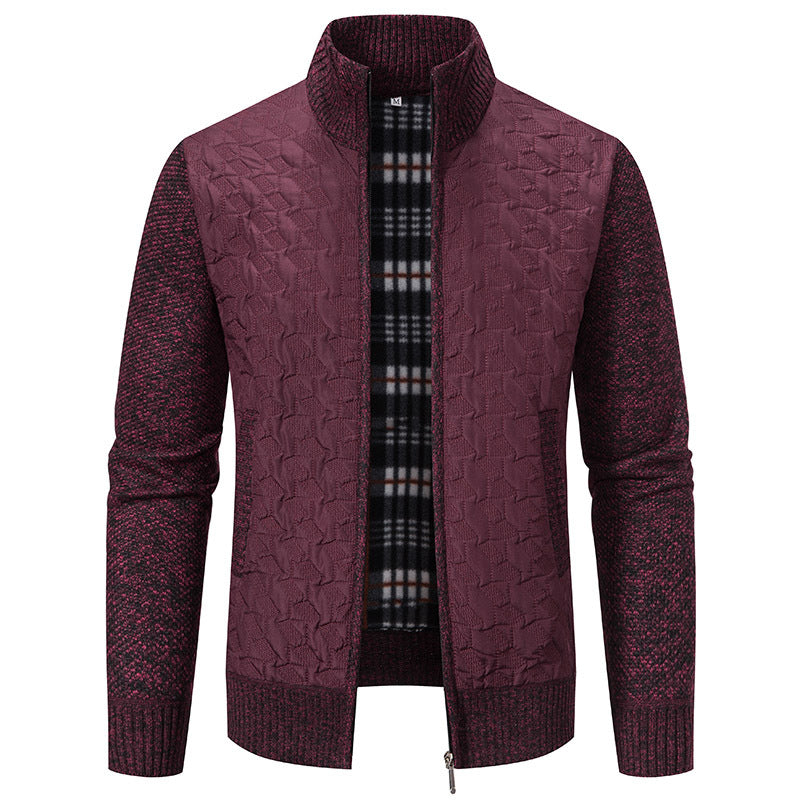 Men's quilted knit hybrid jacket with stand-up collar, full zip and checked lining Hudson & Parker