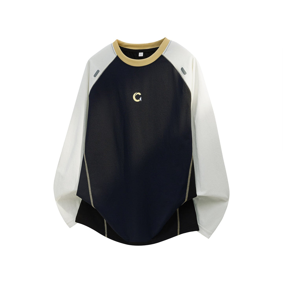 Unisex Oversize Raglan Sweatshirt with contrasting sleeves, round neck and curved hem Hudson & Parker