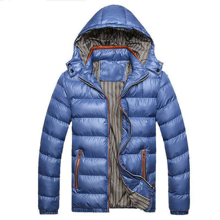 Men's Lightweight Padded Jacket with Hood, Thermal Insulation and Striped Lining Hudson & Parker