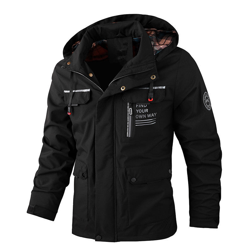 Men's water-repellent utility parka with hood, multiple pockets, and wind protection Hudson & Parker