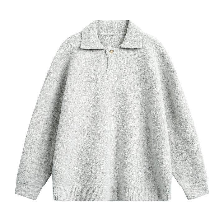 Unisex Fleece Polo Pullover with Button Collar and Teddy Structure Hudson & Parker