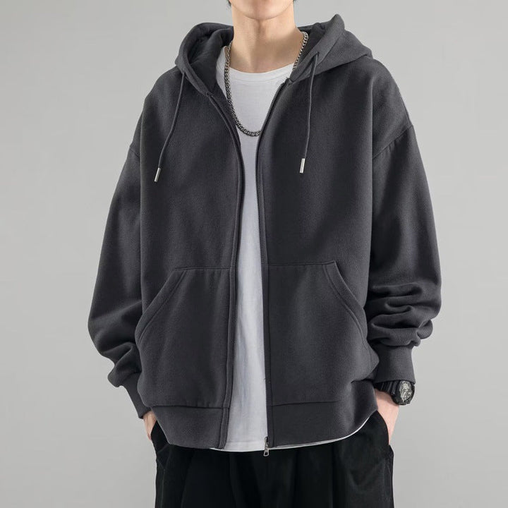 Men's oversized hoodie jacket with full zip, double-layer hood, and kangaroo pockets Hudson & Parker