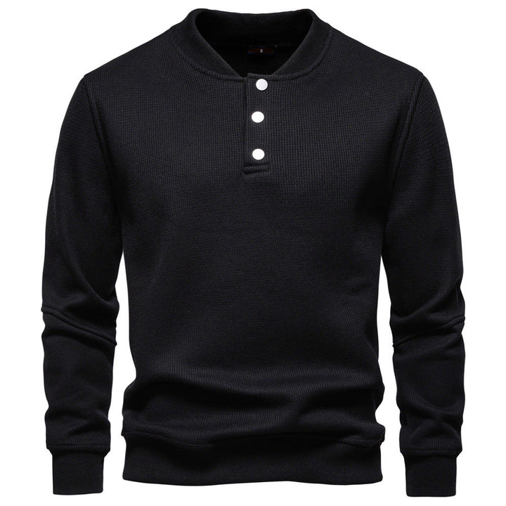 Men's waffle texture Henley pullover with short snap button closure and ribbed cuffs Hudson & Parker