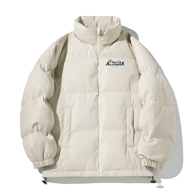 Unisex Insulated Puffer Jacket in minimalist boxy cut with high stand-up collar, concealed zipper, and drawstring hem Hudson & Parker