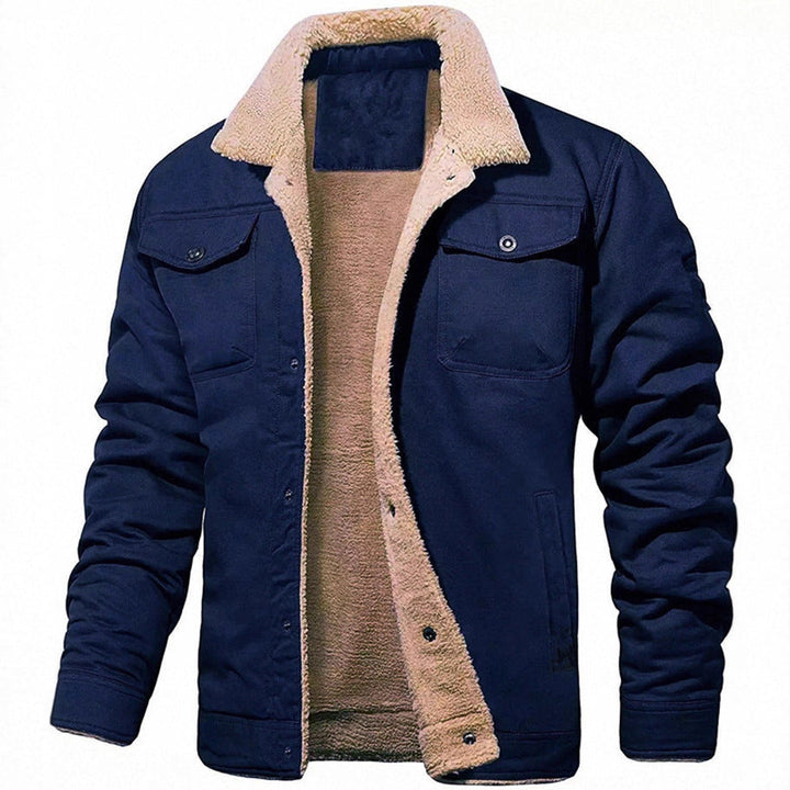Men's Sherpa-lined Canvas Trucker Jacket with Chest Pockets Hudson & Parker