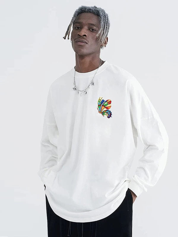 Men's Casual Oversized Sweatshirt with Colorful Butterfly Print Hudson & Parker