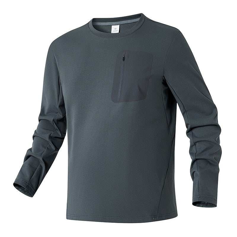 Unisex Oversize Long Sleeve Sweatshirt with Chest Zipper Pocket and Crew Neck Hudson & Parker