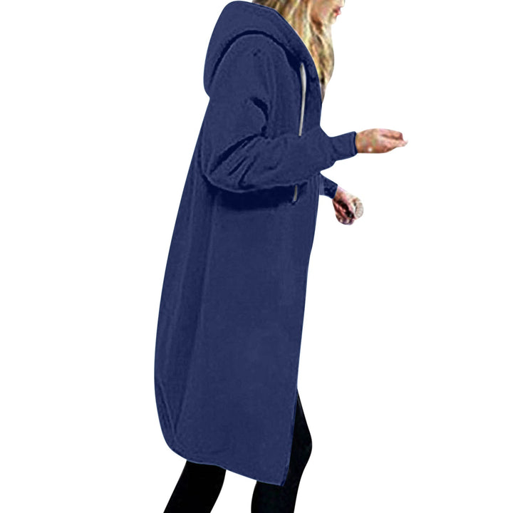 Women's longer oversized hoodie coat with rounded hem and zip pockets Hudson & Parker