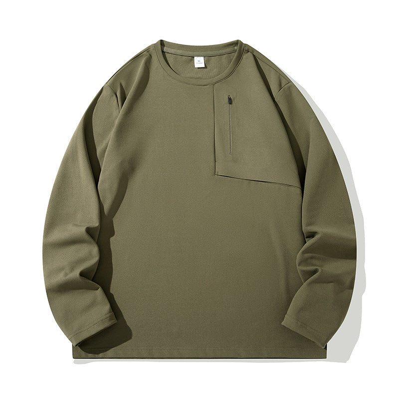 Unisex Oversize Long Sleeve Sweatshirt with Chest Zipper Pocket and Crew Neck Hudson & Parker