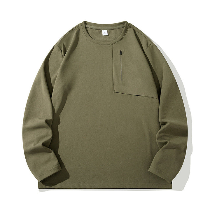 Unisex Oversize Long Sleeve Sweatshirt with Chest Zipper Pocket and Crew Neck Hudson & Parker