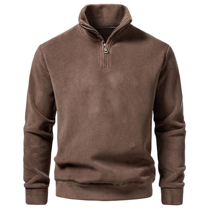 Men's Fleece Half-Zip Pullover with Standing Collar and Soft Microfleece Hudson & Parker