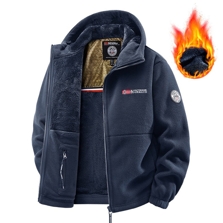 Men's teddy fleece hoodie with thermal insulation, two-way zipper & concealed zip pockets Hudson & Parker