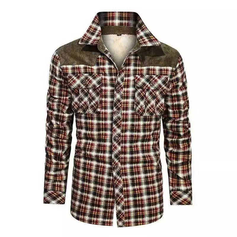 Men's Checked Flannel Shirt with Sherpa Lining, Chest Pockets and Reinforced Shoulder Yoke Hudson & Parker