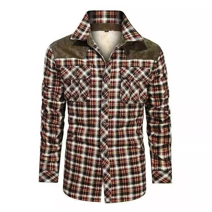 Men's Checked Flannel Shirt with Sherpa Lining, Chest Pockets and Reinforced Shoulder Yoke Hudson & Parker