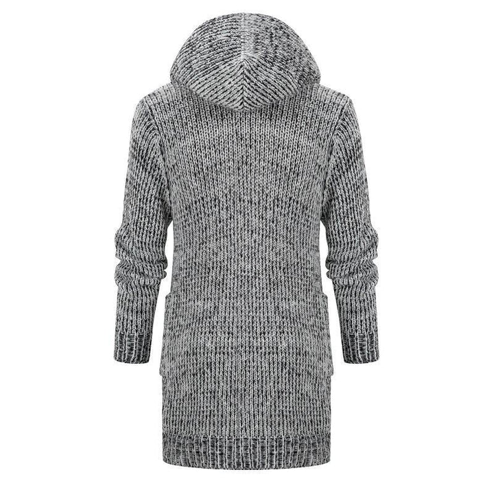 Women's Long Hooded Knit Cardigan with Deep Ribbed Texture and Patch Pockets Hudson & Parker