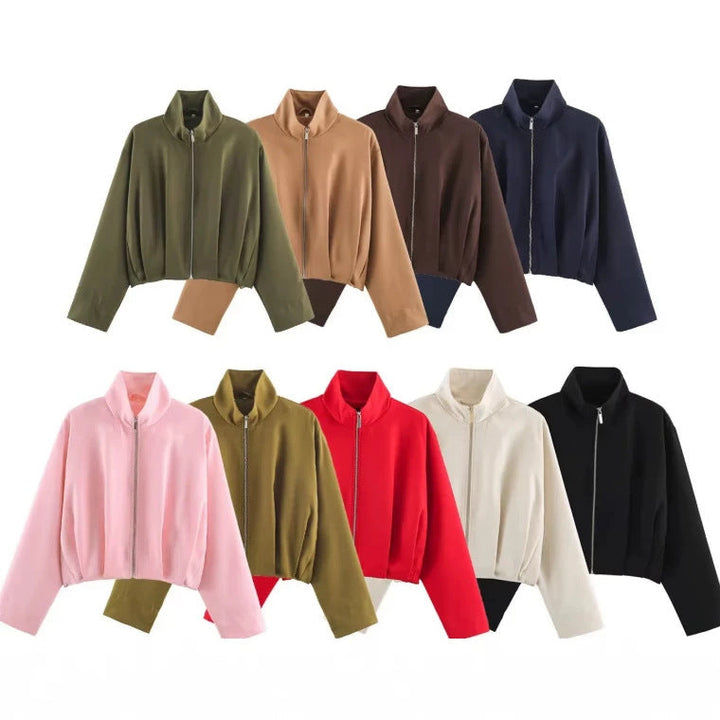 Women’s short-cut boxy blouson with high stand-up collar and dropped shoulders Hudson & Parker