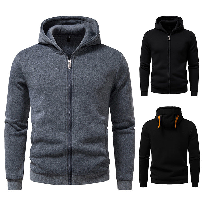 Men's hooded sweat jacket with full zip, fleece lined and slim fit Hudson & Parker