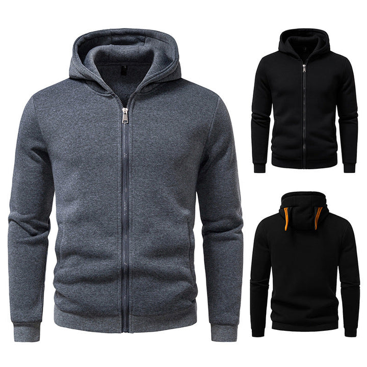 Men's hooded sweat jacket with full zip, fleece lined and slim fit Hudson & Parker