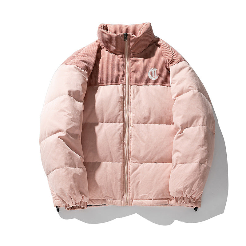 Unisex Padded Quilted Jacket with Cord Panel, Stand Collar and Drawstring Hudson & Parker