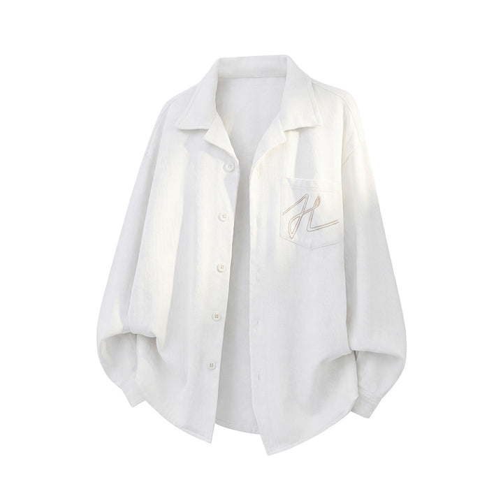 Unisex Oversize Shirt Jacket with Embroidered Monogram and Boxy Cut Hudson & Parker