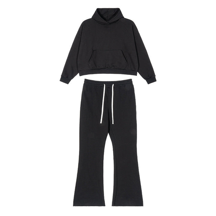 Women's Cropped Hoodie and Flared Sweatpants Lounge Set made of French Terry Hudson & Parker