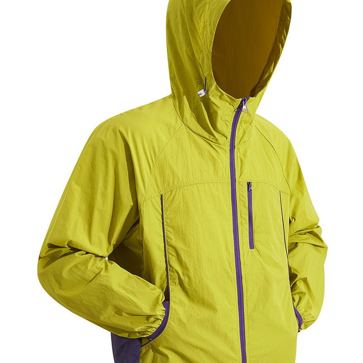 Men's Ultralight Hooded Windbreaker made of Ripstop with Adjustable Hem & Chest Zipper Hudson & Parker