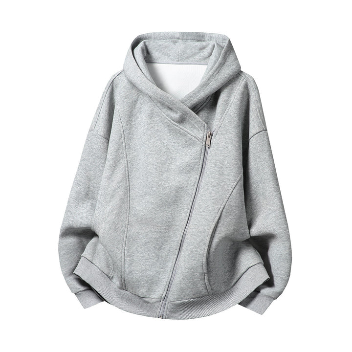 Women's Oversized Hoodie Jacket with Asymmetrical Zipper and Distinctive Seam Details Hudson & Parker