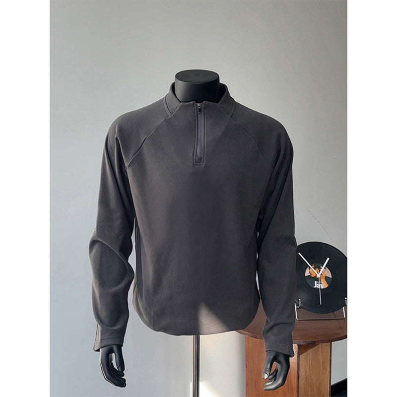 Men's Lightweight Functional Half-Zip Sweatshirt with Stand-Up Collar and Raglan Sleeves Hudson & Parker