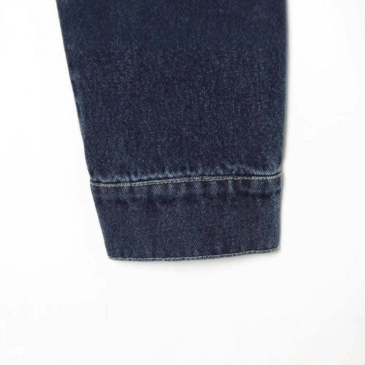 Men's Cropped Boxy Denim Jacket with Leather Patches on the Shoulders Hudson & Parker