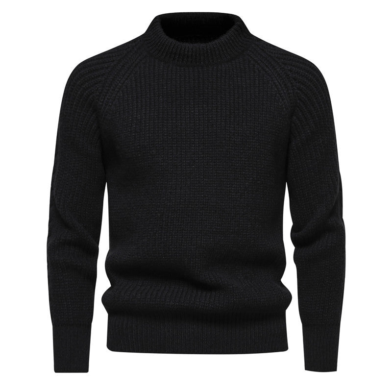 Men's coarse structure mock neck pullover with reinforced ribbed hem and raglan sleeves Hudson & Parker