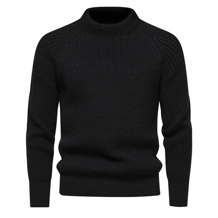 Men's coarse structure mock neck pullover with reinforced ribbed hem and raglan sleeves Hudson & Parker