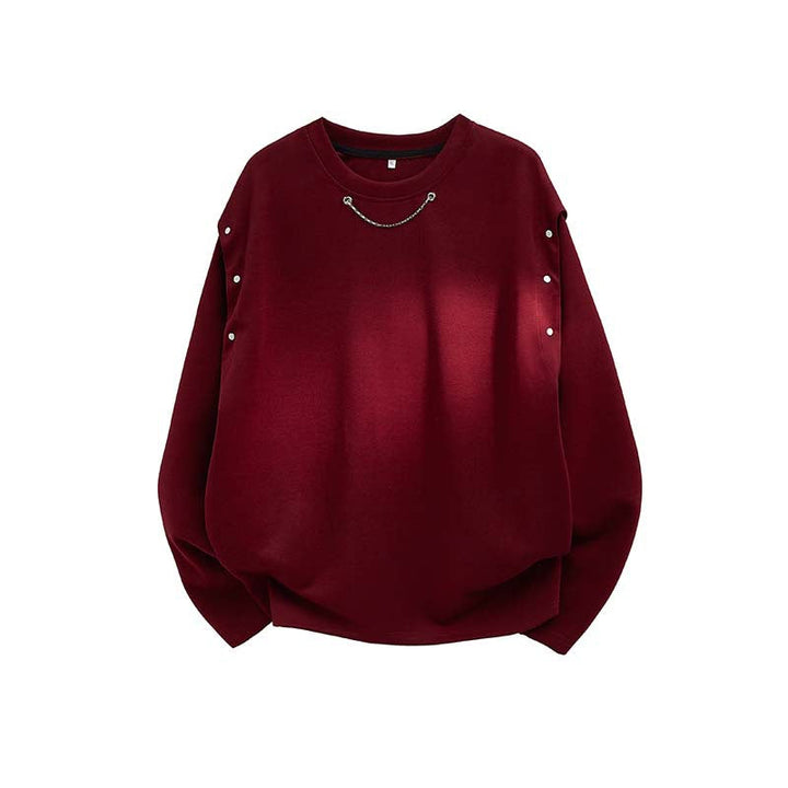 Women's Oversized Sweatshirt with Chain Detail and Snap Button Sleeve Opening Hudson & Parker