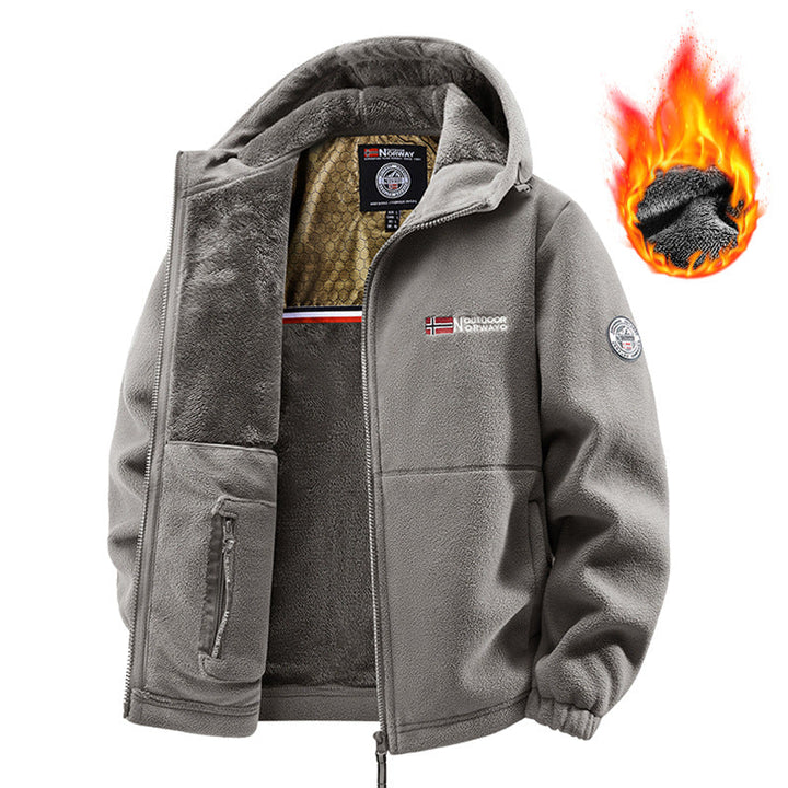 Men's teddy fleece hoodie with thermal insulation, two-way zipper & concealed zip pockets Hudson & Parker