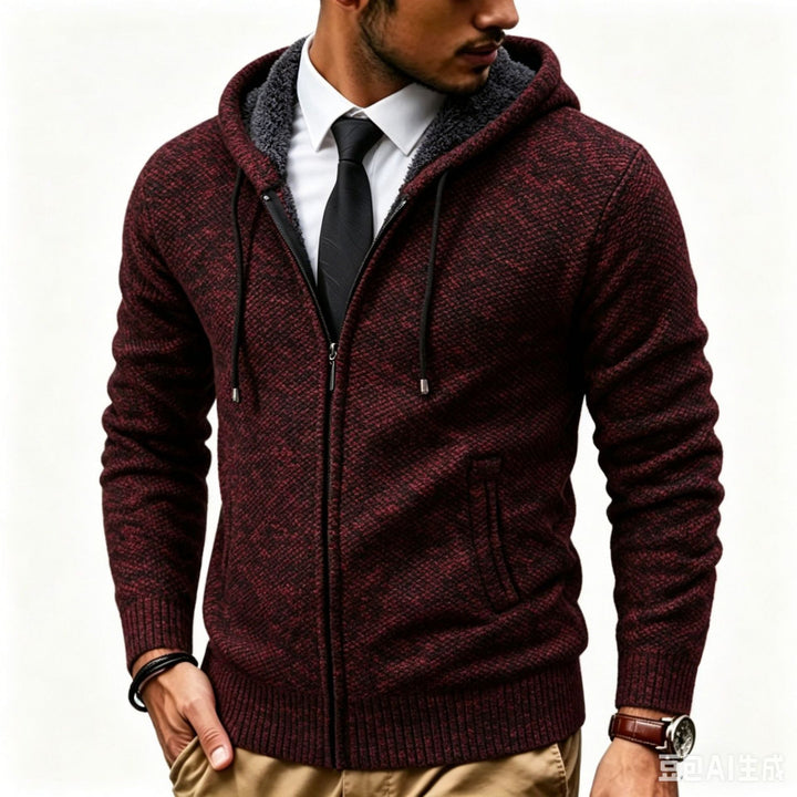 Men's Hoodie Cardigan with Teddy Lining and Full Zip Hudson & Parker