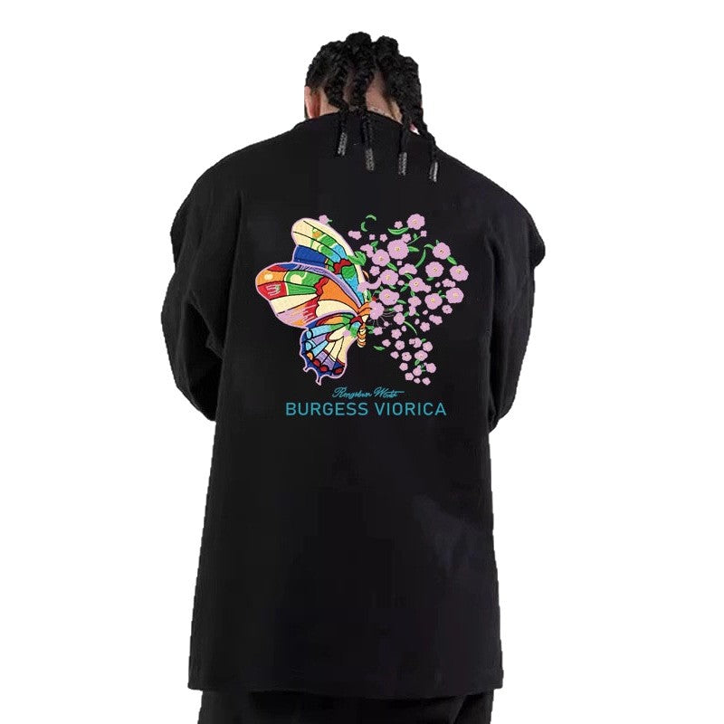 Men's Casual Oversized Sweatshirt with Colorful Butterfly Print Hudson & Parker