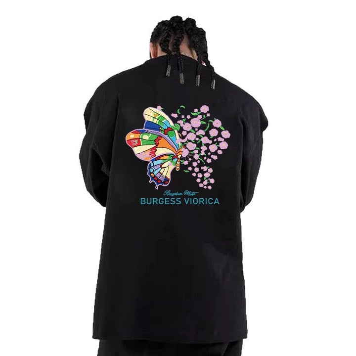 Men's Casual Oversized Sweatshirt with Colorful Butterfly Print Hudson & Parker
